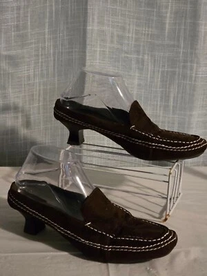 Mujer Pierre Dumas Marrón Gamuza Mules con Tacón Corto Talla 8.5M Foto 1 de 4