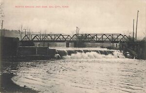 Carte postale North Bridge & Dam Sac City Iowa IA c1910