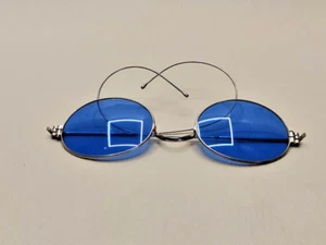 ANTIQUE BLUE SUNGLASSES WIRE FRAME LATE 19TH CENTURY - Picture 1 of 17