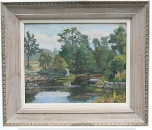 Russ Webster Oil Painting Rockport Massachusetts Mill Pond Peg Leg Framed Signed - Picture 1 of 9