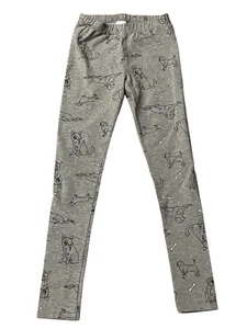 Hanna Andersson Leggings Stretch Pants Heather Grey with Dog Print 140 Girls' 10 - Picture 1 of 4