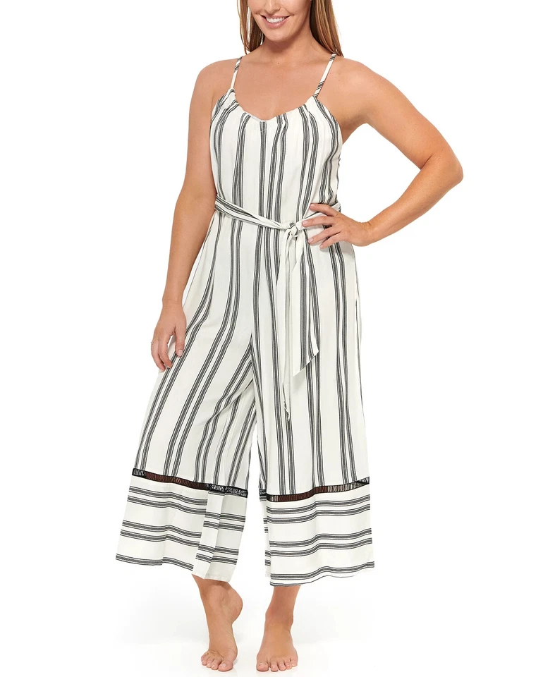 Mono para mujer Dotti Newport a rayas con cinturón negro/blanco talla M Foto 1 de 1