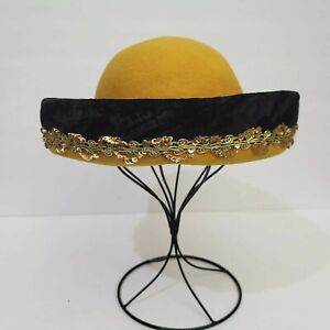 DEBORAH of New York Vintage Wool  Hat, yellow and black