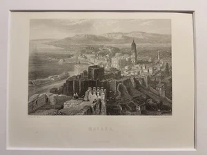 ANTIK KUPFERSTICH 1847 MALAGA SPANIEN SEEHAFEN ABBILDUNG ILLUSTRATION ENGRAVING - Bild 1 von 11