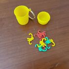 Vintage Vtg Yellow Barrel of Monkey Keychain Key Ring and Colorful Pieces