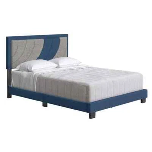 Sail Away Upholstered Linen Platform Bed, Queen, Blue/Gray - Picture 1 of 4