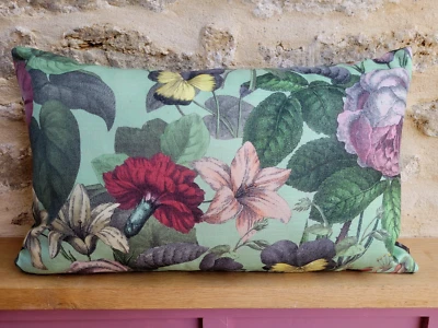 Designers Guild BOTANICAL FLOWER SAGE  Fabric & Velvet Cushion Cover John Derian - Image 1 of 4