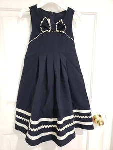 Bonnie Jean Vintage Navy Blue White Striped Sailor Dress Size 6X - Picture 1 of 3
