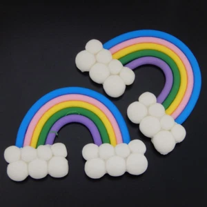 12 pcs Clay Rainbow Cabochons Flat Back Embellishments Craft Making Art Decors - Picture 1 of 6