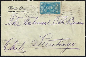 2827 VENEZUELA TO CHILE COVER 1938 CARACAS - SANTIAGO - Picture 1 of 2