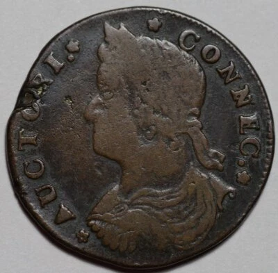 1787 Connecticut Colonial Copper, Draped Bust Left, Miller 32.2-X.4, R5+ - Image 1 of 4