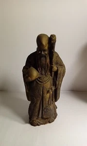 Chinese Blessing God of Longevity Vintage Bronze 10 1/2 Inches Tall - Picture 1 of 9