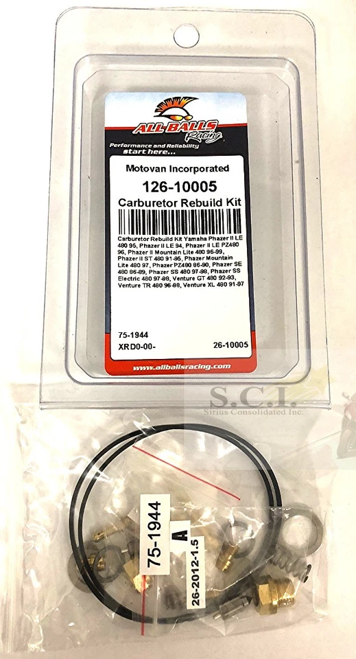 YAMAHA Phazer 1986 - 1998 VENTURE SNOWMOBILE CARBURETOR REBUILD REPAIR KIT - Image 1 of 4