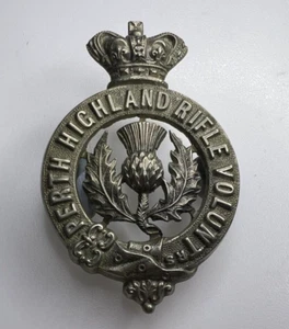 19th Century Perth Highland Rifle Volunteers Cap Badge 55 x 36 mm - Foto 1 di 3