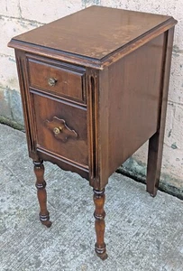 Antique SOLID Walnut Wood Wooden Corner Bedside End Side Table Nightstand Stand - Picture 1 of 7