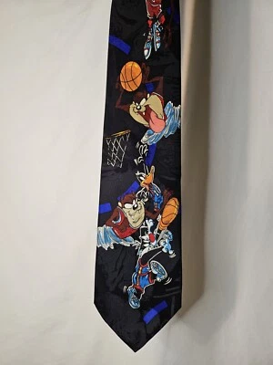 Looney Tunes Mania Hombres Corbata Taz Lucas Silvestre Baloncesto 1993 Black Toons Usado en Excelente Condición b Foto 1 de 4