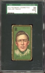 1911 T205 Piedmont Cigarettes Béisbol Joe Tinker SGC 2 - Imagen 1 de 2