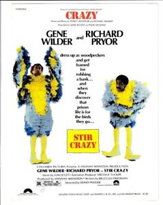 RICHARD PRYOR & GENE WILDER Movie Sheet Music CRAZY from STIR CRAZY 1981