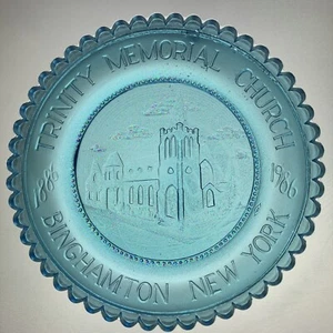 Binghamton NY Trinity Memorial Church New York Pressed Glass Pairpoint Cup Plate - Picture 1 of 12
