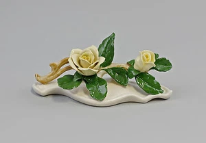 9941793-d Ens Porzellan Tischrose Rosenzweig gelb 17x7cm - Picture 1 of 3