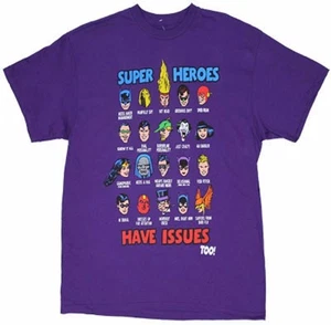 Super Heroes Have Issues Too DC Comics Adult T-Shirt - Picture 1 of 1