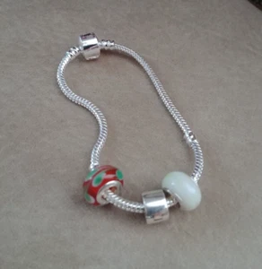 Authentic Pandora PLAIN CLIP Charm + Oxidized Silver European Bracelet+Beads - Picture 1 of 17