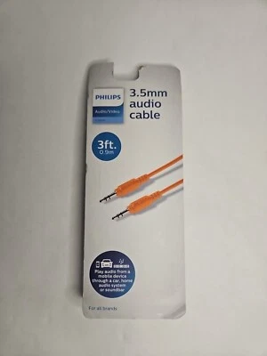 Cable auxiliar Philips 3,5 mm básico 3 pies naranja Foto 1 de 3