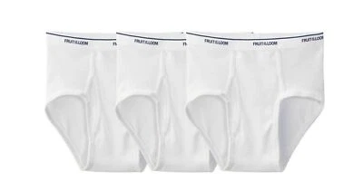 Fruit of the Loom Men's White Briefs Underwear, 3 Pack, Sizes S-5XL - Image 1 of 4
