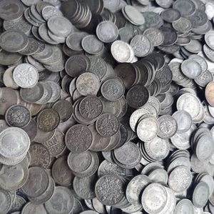 Lingotes de plata británicos anteriores a 1947 de 1-2-5 oz 3D 6D chelín florín HC elige el tuyo - Imagen 1 de 16