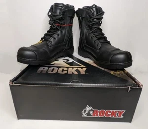 Rocky Pursuit Stahl Zehenpartie Stiefel Größe 6,5 wasserdicht seitlicher Reißverschluss Leder Herren - Bild 1 von 10