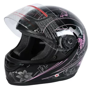 Pink Black Butterfly DOT Adult Full Face Motorcycle Street Helmet S~XXL M L XL - Picture 1 of 15