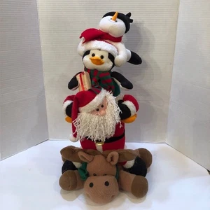 Vintage Kurt Adler Weihnachten stapelbar Plüsch Santa Rentier Schneemann Pinguin 20 Zoll hoch - Bild 1 von 10
