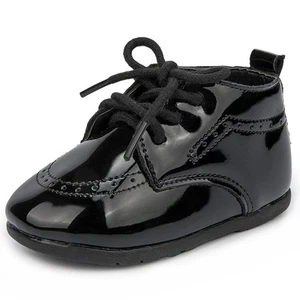 Infant Baby Boy Oxford Shoes PU Leather Loafers Rubber and Soft Sole Wedding ... - Picture 1 of 6