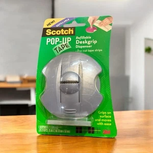 Scotch Pop-Up Tape Refillable Deskgrip Dispenser 75 Pre-cut Tape Strips Silver - Picture 1 of 10