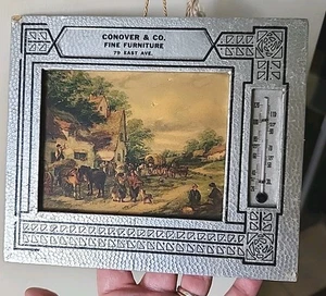 Antikes Werbethermometer Dorfszene Conover feines Möbelhaus - Bild 1 von 23