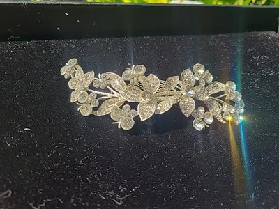 BRIDAL COMB SPARKLES SILVER TONE  RHINSTONES 5" LONG FORMAL PARTY  NO MISSING... - Image 1 of 4