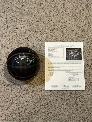 Clyde Drexler Houston Rockets Signed Mini Basketball JSA LOA - Image 1 of 3