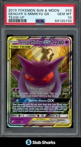 2019 POKEMON SUN & MOON TEAM UP #53/181 GENGAR MIMIKYU GX HOLO PSA 10 - Bild 1 von 3