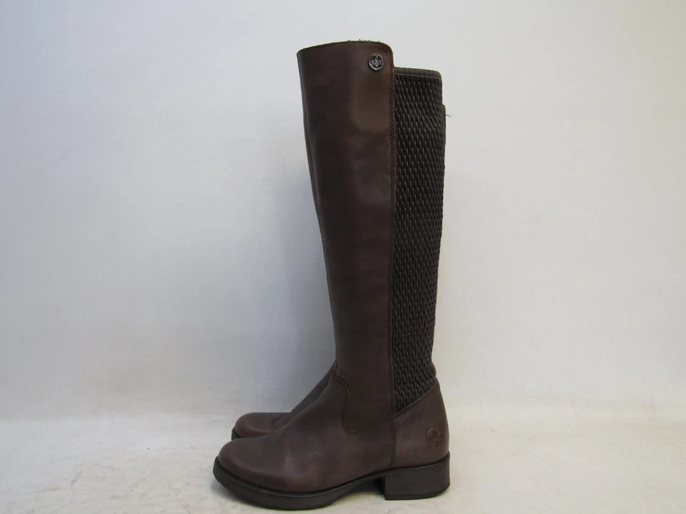Botas Rieker Mujer Talla 37 EUR Cuero Marrón Cremallera 16" Hasta la Rodilla Moda Foto 1 de 4