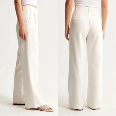 Abercrombie & Fitch Ultra Wide Sloan Trouser Pants White Curve Love NWT Size 30L - Image 1 of 4