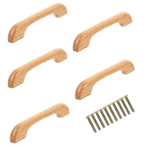 5 Pcs Wood Drawer Knobs Cabinet Wardrobe Door Handle Closet Handles - Picture 1 of 12