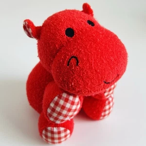 Vintage Mothercare Red Hippo Baby Comforter Soother Plush Beanie Soft Toy Terry - Picture 1 of 5