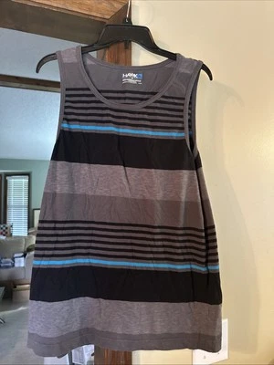 Camiseta sin mangas Tony Hawk mediana para hombre negra gris azul rayas Foto 1 de 4