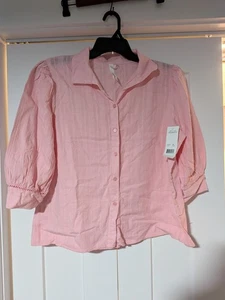 NY Collection Women's Pink Ribbed 3/4 Sleeve Top Petite Size PXL NWT - Picture 1 of 7
