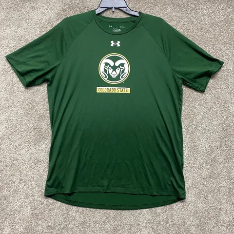Colorado State Rams Shirt Adult Large Green Under Armour Tech Short Sleeve Mens Cover