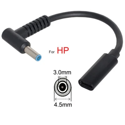 USB Type C Female Input to DC 4.5mm x 3.0mm Power PD Charge Cable for HP Laptop - Image 1 of 4