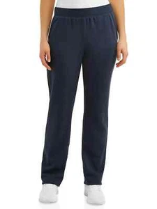 Pantalones deportivos Time & Tru XXL 20 2X rectos de vellón con bolsillos laterales azul marino nuevos con etiquetas - Imagen 1 de 4