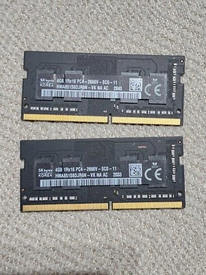 SK Hynix 8GB (2x4gb) DDR4 2666MHz 1Rx8 PC4-2400T laptop Ram / Memory - Image 1 of 2