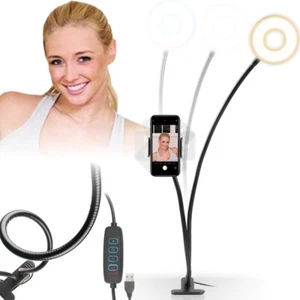 SOUNDLOGIC 2IN1 LED Ringleuchte Lampe Handy Halter Selfie Stick Foto Ring Licht - Bild 1 von 9