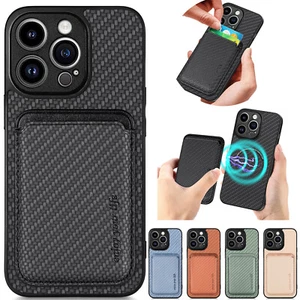 For iPhone 15 Pro Max 14 13 12 11 7 8 XS Magnetic Leather Detachable Card Case - Picture 1 of 72